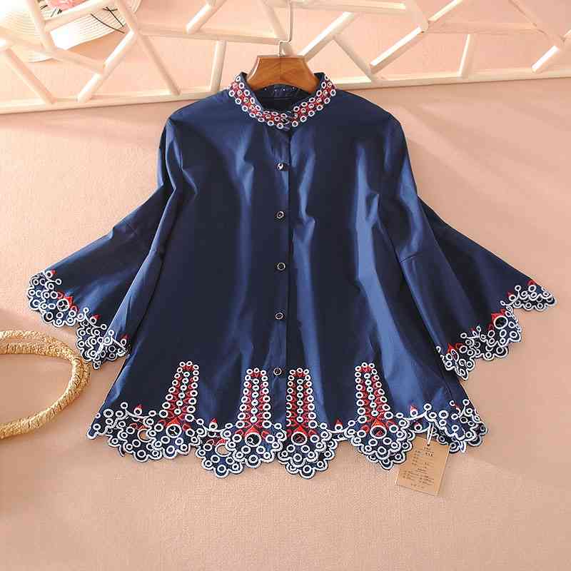 VANOVICH Blouses and Tops Spring Autumn Embroidery Flare Sleeve Wild Casual Fashion Women Clothing 210615, Navy
VANOVICH Blouses and Tops Spring Autumn Embroidery Flare Sleeve Wild Casual Fashion Women Clothing 210615, Navy