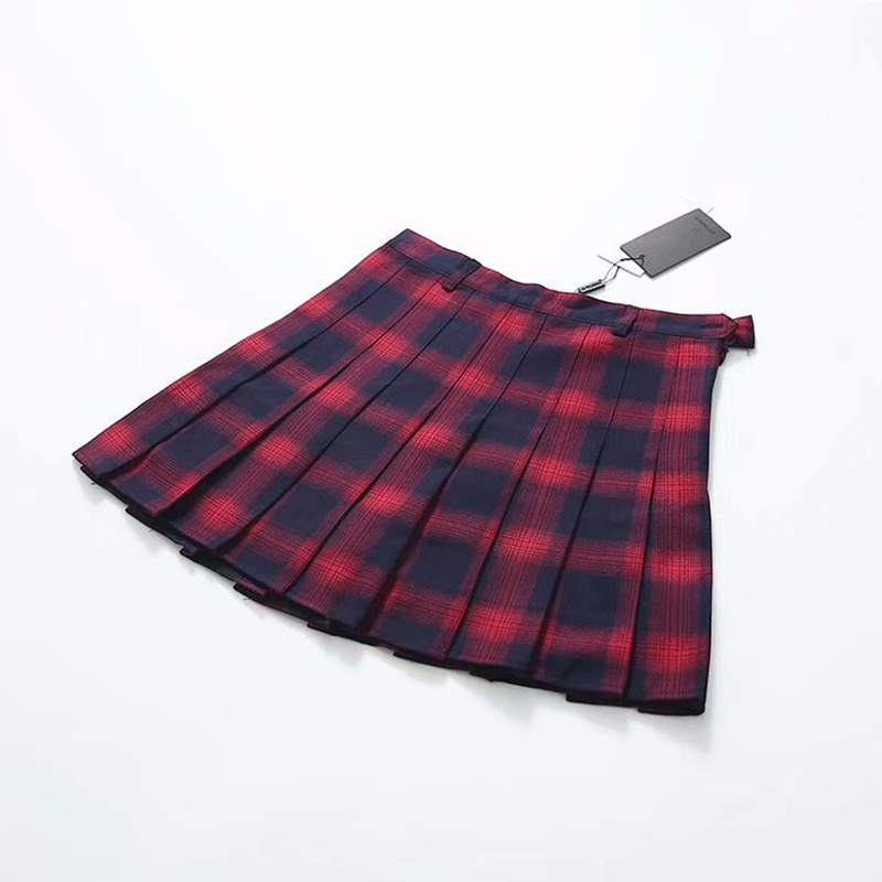 Paris Girl Spring Summer Harajuku Women Fashion Skirts Cute Yellow Black Red Lattice Pleated Skirt Punk Style High Waist Female 210306