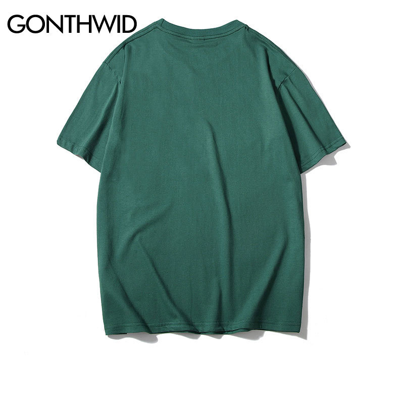 GONTHWID Casual Cotton Solid Tshirts Men Women Hip Hop Crewneck Short Sleeve Blank Streetwear Tops Tees Summer Male T Shirts 3XL 210225