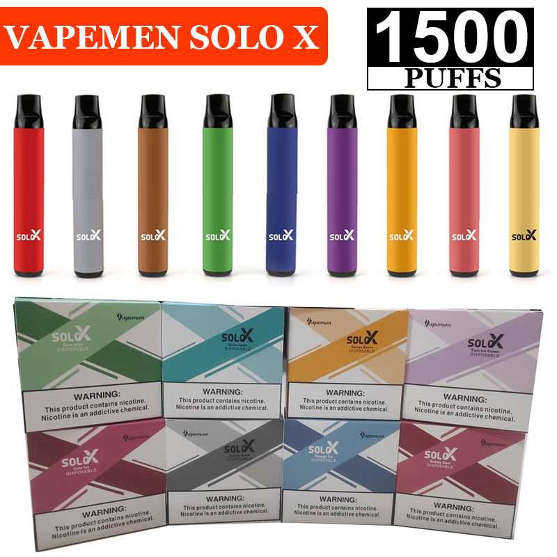 Vapeman Solo X Disposable E Cigarettes 1500 Puffs Vape Pen Device 850mAh Battery 4.2ml Prefilled Cartridges 17 Flavs
Vapeman Solo X Disposable E Cigarettes 1500 Puffs Vape Pen Device 850mAh Battery 4.2ml Prefilled Cartridges 17 Flavs
