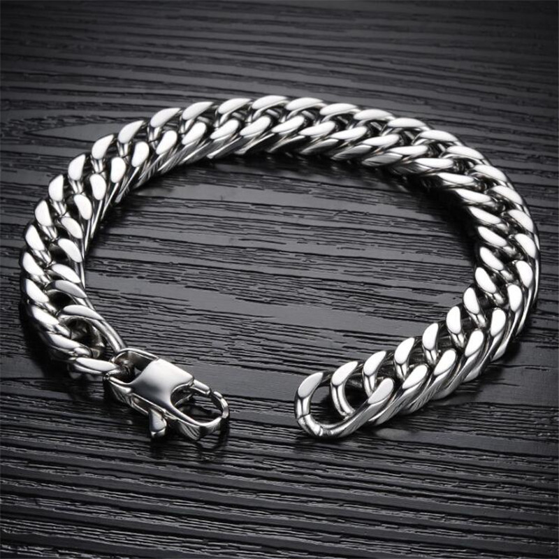 2021 New Arrival Sparkling Hip Hop Vintage Jewelry stainless steel High Quality Crude Women Lucky Promise Men Party Chain Bracelet Gift