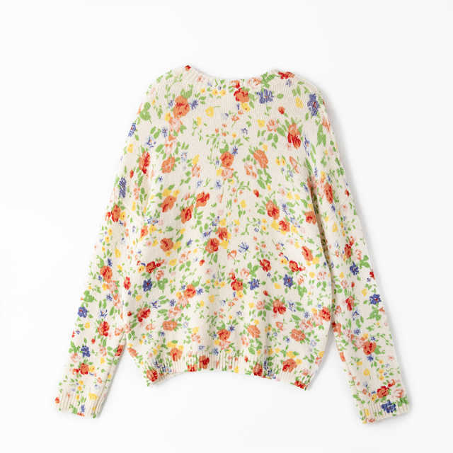 Women Floral Sweater Female Spring Summer O-Neck Long Sleeve Knitwear Jumpers lady Romantic Knitted Pullover Tops Fashion 211014