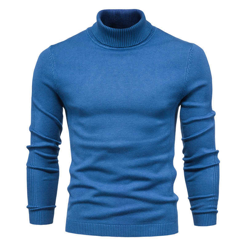 Winter Turtleneck Thick Mens Sweaters Casual Turtle Neck Solid Color Quality Warm Slim Turtleneck Sweaters Pullover Men 210820
