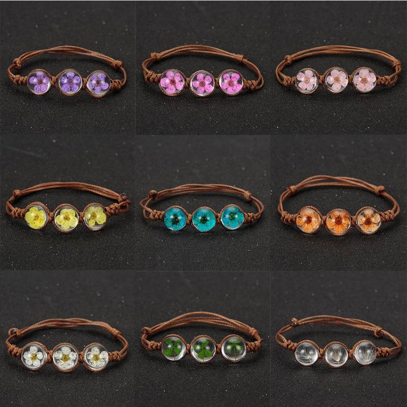 Link, Chain Handmade Woven Dried Flowers Glass Beads Bracelet Women Jewelry Girls Ball Weave Lucky Flower Bracelets от DHgate WW