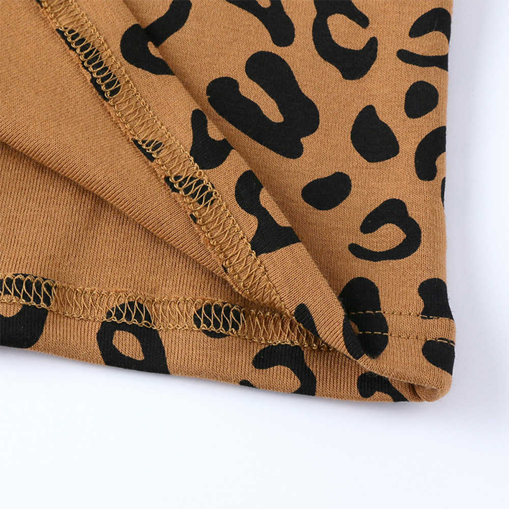 Mudkingdom Kids Pajamas Autumn Long Sleeve Sleeping Clothing Set Leopard High Waist Boys Girls Pajama 210615