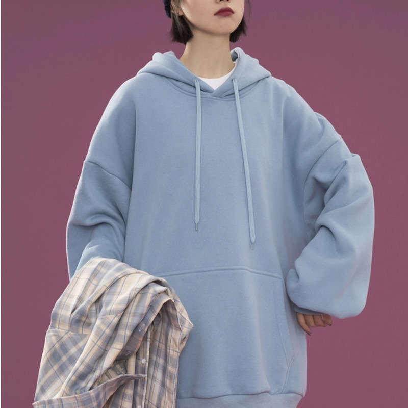 Korean New Candy colors Hoodie Womens Long Sleeve Sweatshirt winter Hooded Warm Tops Blouse With Pocket Harajuku Pullover Casual 201113