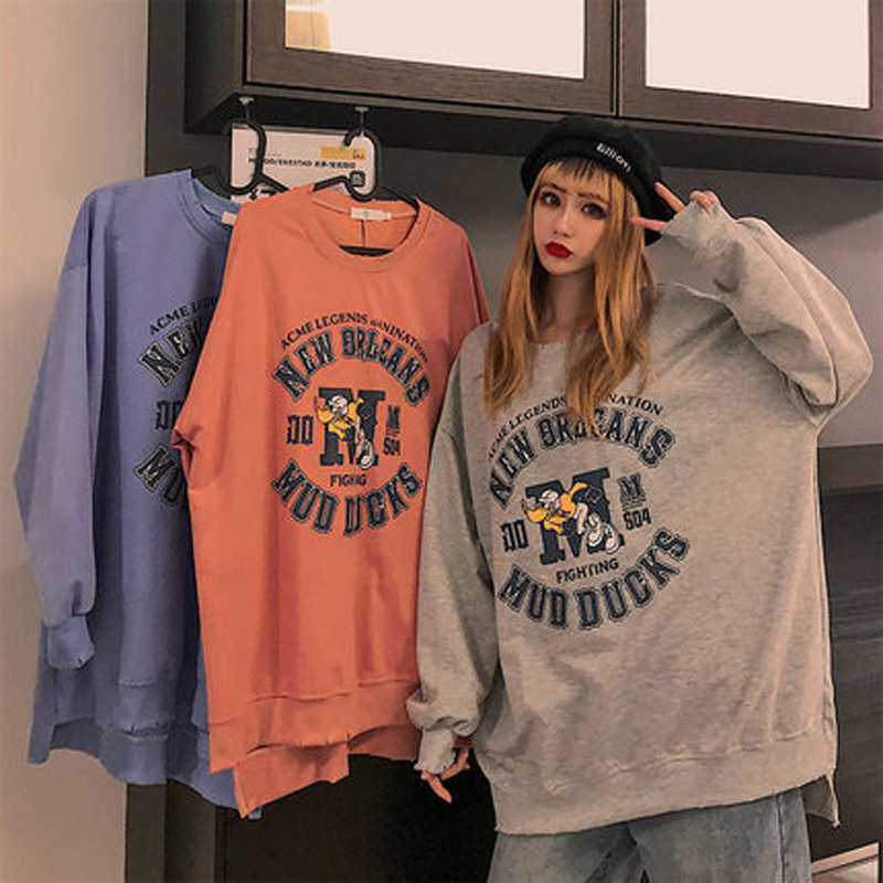 LERFEY Women Sweatshirt Streetwear Letter Print Sweatshirts Autumn Spring ONeck Long Sleeve Pullover Oversized Hoodie Sweatshirt 201103