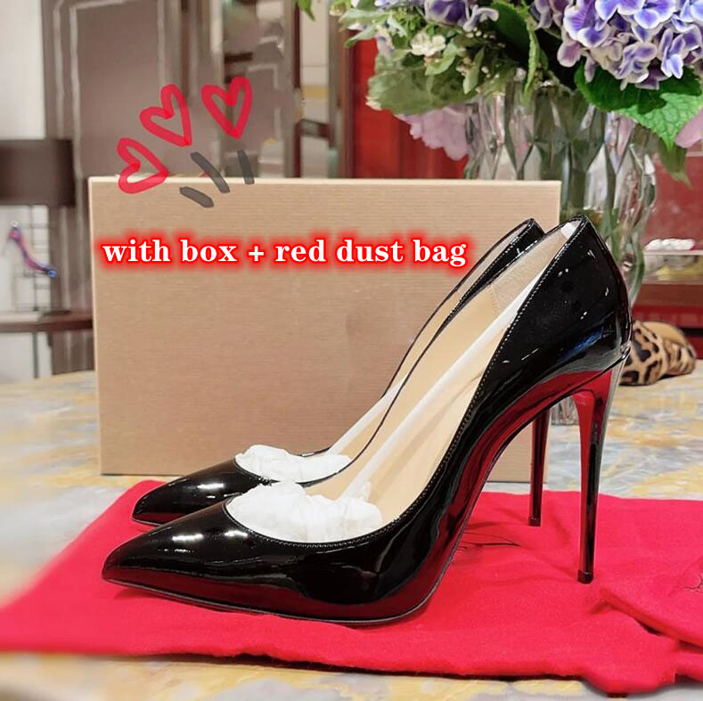 

Wholesales Price!!! Women So Kate Styles 8cm 10cm 12cm High Heels Shoes Red Bottom Nude Color Genuine Leather Point Toe Pumps Patent Shiny Dress Shoes, 22