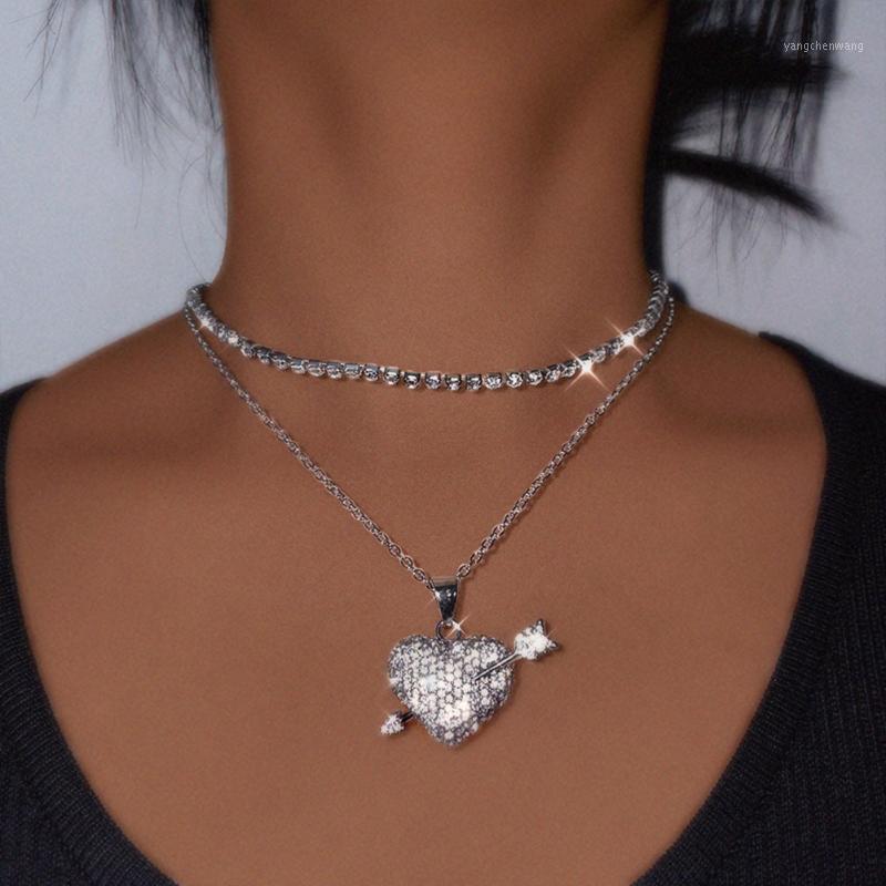 Chains Multi-layer Crystal Heart Geometric Rhinestone Clavicle Chain Necklaces For Women Gold Silver Color Party Jewelry 2021
Chains Multi-layer Crystal Heart Geometric Rhinestone Clavicle Chain Necklaces For Women Gold Silver Color Party Jewelry 2021