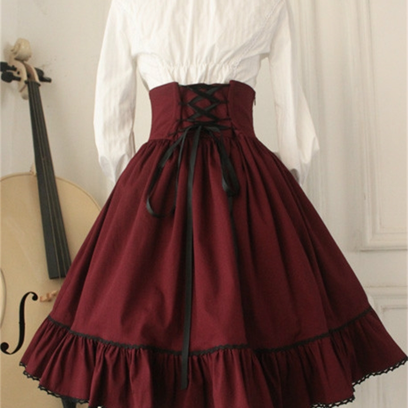 Gothic High Waist Womens Skirt Retro Style Short Skirt Plus Size Midi Skirt Custom Tailored 210306