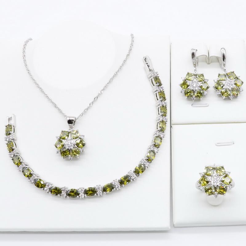 Wedding Jewelry Sets Bridal Silver Olive Green Zirconia For Women Necklace Pendant Bracelet Ring Earrings Birthday Gift, Slivery;golden
Wedding Jewelry Sets Bridal Silver Olive Green Zirconia For Women Necklace Pendant Bracelet Ring Earrings Birthday Gift, Slivery;golden