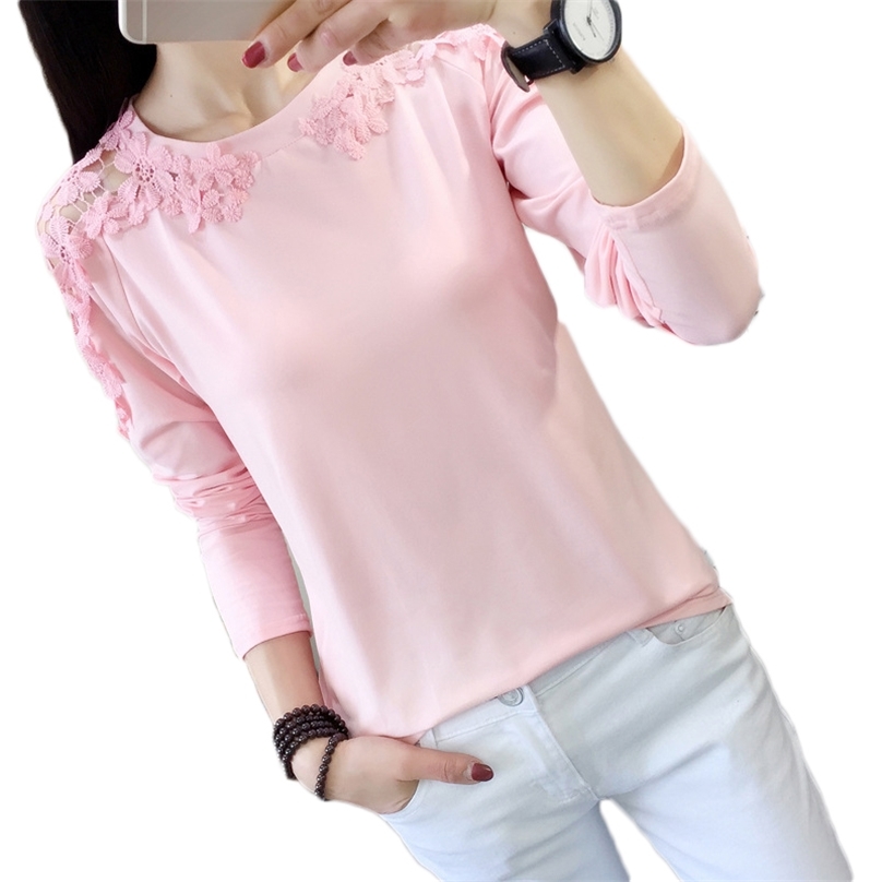 Women Autumn Eleglant Lace Hollow Out Blouse Shirt Long Sleeve Pink Tops Female Outfit 210607
Women Autumn Eleglant Lace Hollow Out Blouse Shirt Long Sleeve Pink Tops Female Outfit 210607