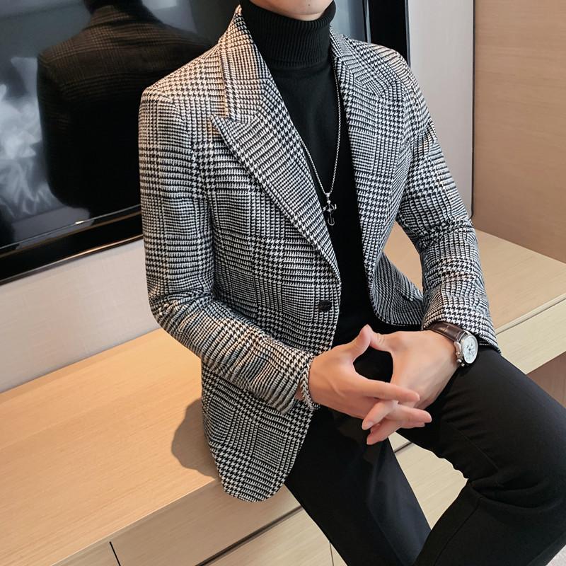 Men's Suits & Blazers British Style Autumn Winter Plaid Woolen Blazer Jacket Men Clothing Simple Slim Fit Business Formal Wear Casual Suit C, Black
Men's Suits & Blazers British Style Autumn Winter Plaid Woolen Blazer Jacket Men Clothing Simple Slim Fit Business Formal Wear Casual Suit C, Black