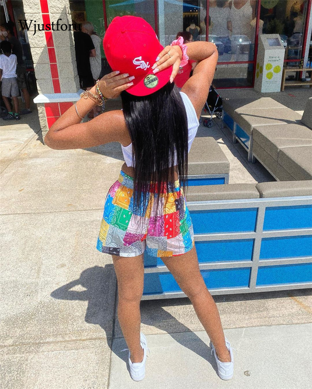 Wjustforu Bandana Print Woman Shorts Patchwork High Waist Summer Clothes Beach Women Baggy Bottoms 2021 Q0131