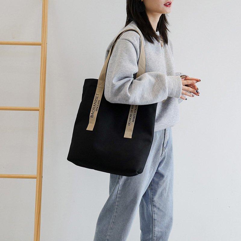 New Design Women Canvas Bag Letters Belt Cotton Fabric Shoulder Bag Female Reusable Shopper Tote Ladies Eco Cloth Shopping Bags, Black
New Design Women Canvas Bag Letters Belt Cotton Fabric Shoulder Bag Female Reusable Shopper Tote Ladies Eco Cloth Shopping Bags, Black