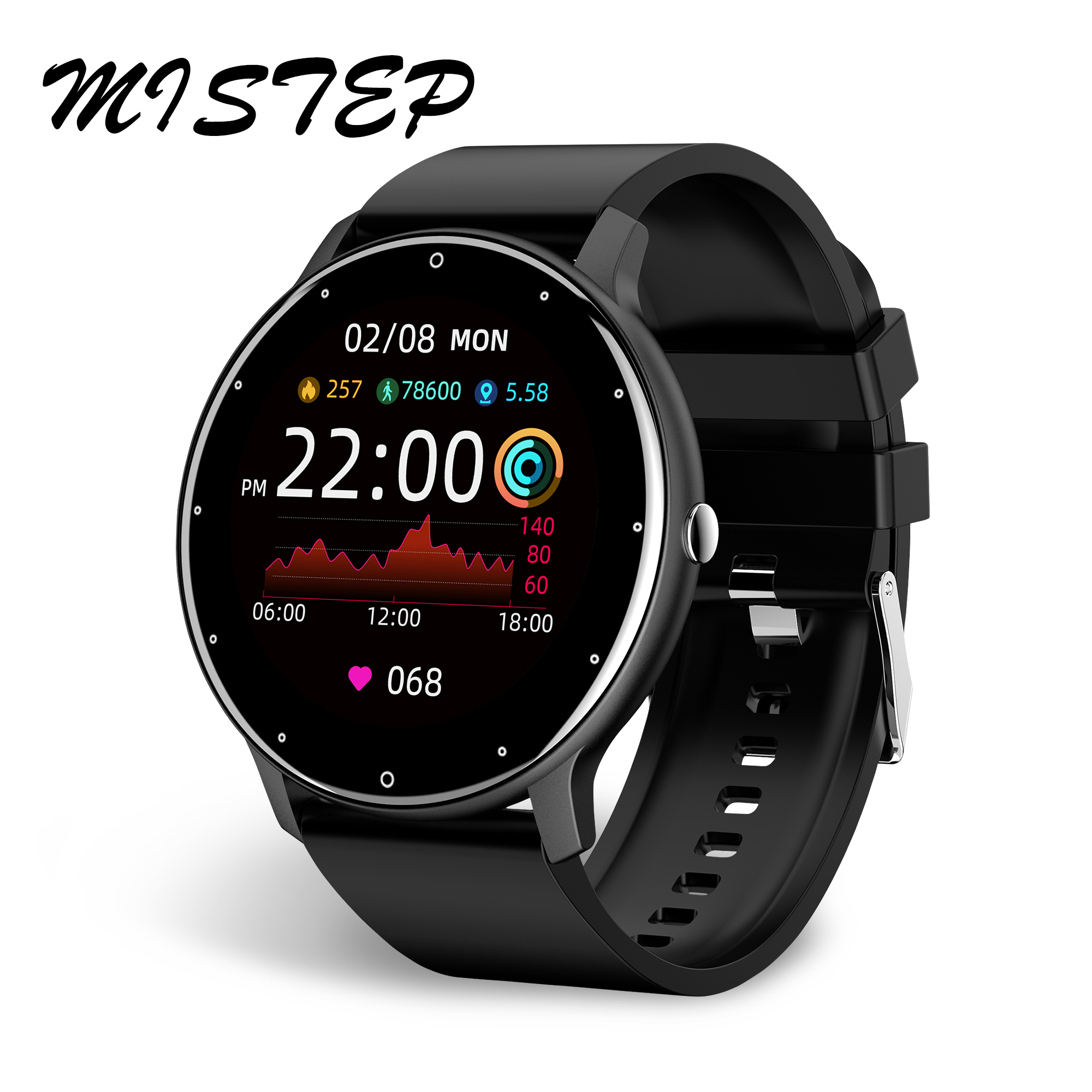MISTEP Smart watch men women Waterproof Heart Rate Fitness Tracker sports Smartwatch For Android Apple Xiaomi Huaweig, Black
MISTEP Smart watch men women Waterproof Heart Rate Fitness Tracker sports Smartwatch For Android Apple Xiaomi Huaweig, Black