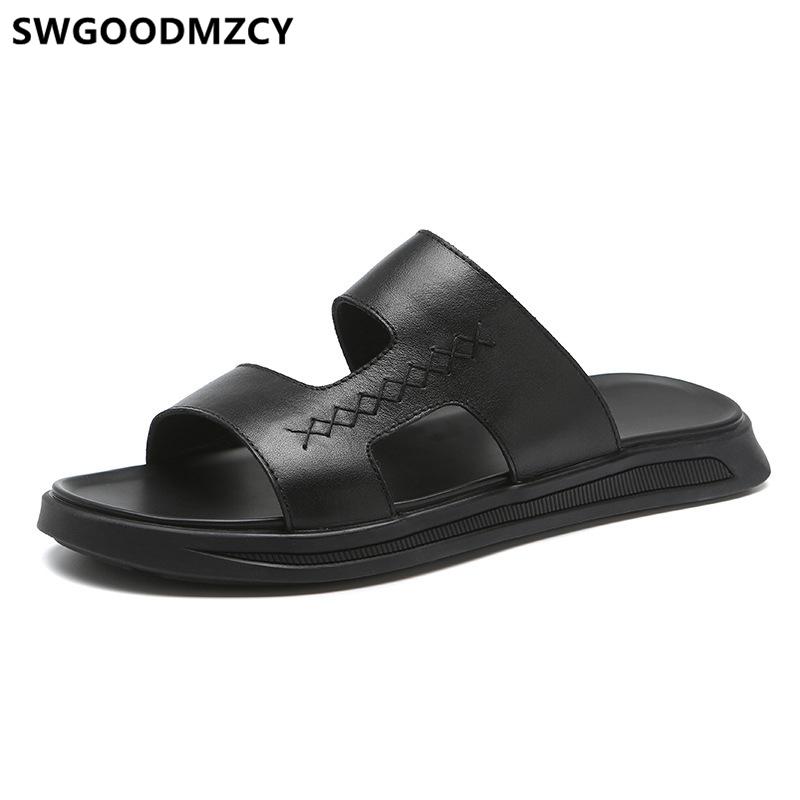 Slippers Soft Mens Slides Beach Casual Genuine Leather Sandals Men Open Shoes Rubber Buty Meskie, Black
Slippers Soft Mens Slides Beach Casual Genuine Leather Sandals Men Open Shoes Rubber Buty Meskie, Black