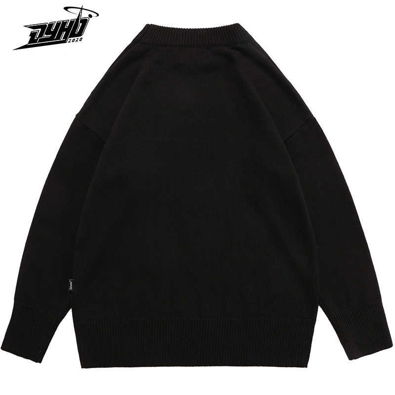 Mens Oversized Sweater Bear Skeleton Knitted Sweater Autumn Vintage Streetwear Retro Pullover Women Cotton Knitwear Unisex 210929