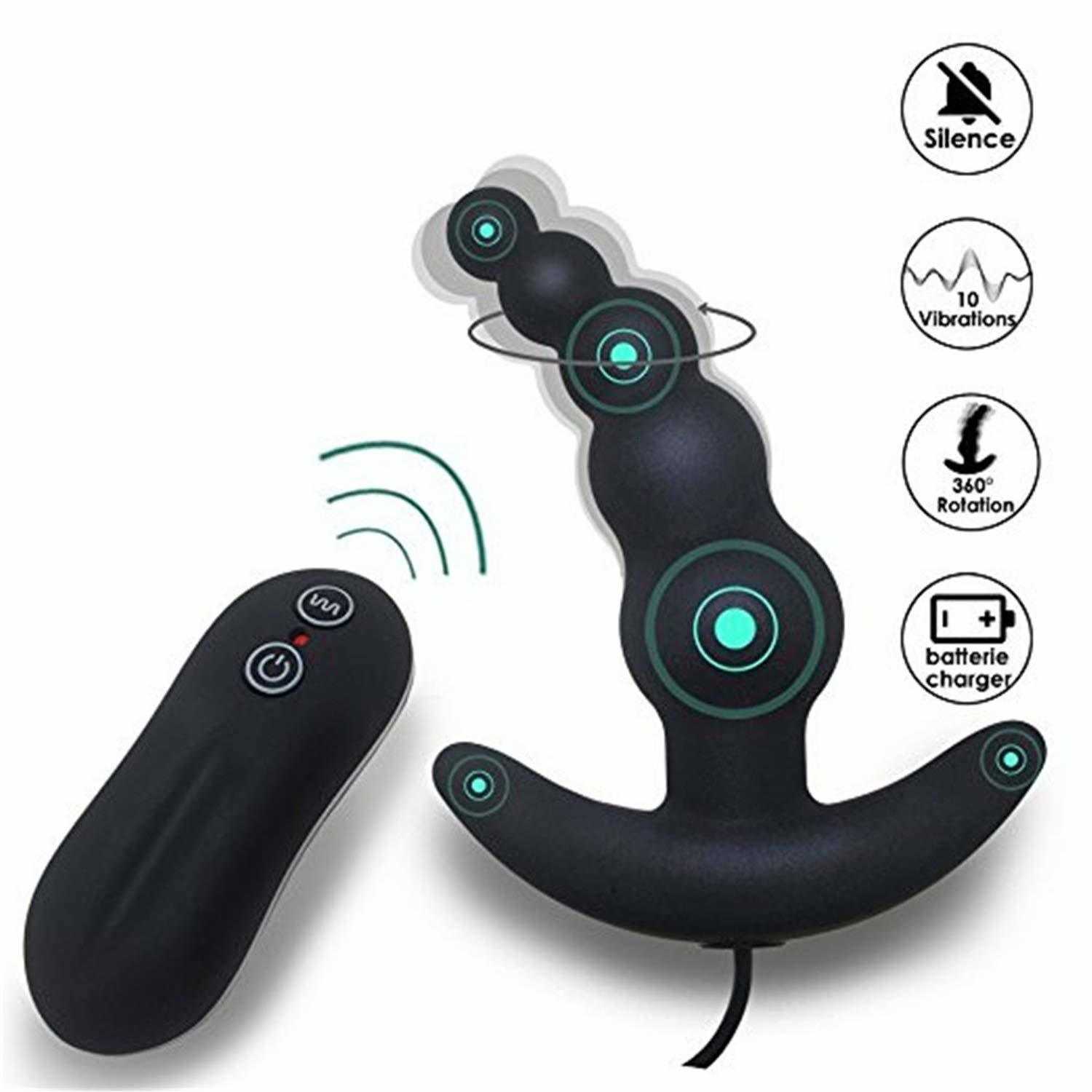 10 Frequency Vibrating Prostate Massager Anal Plug Vibrator Beads Butt Sex Toys Waterproof Powerful Wired For Men Couples 211015