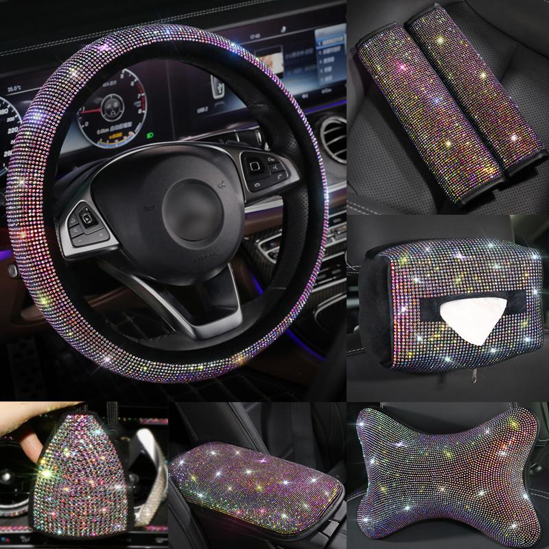 Steering Wheel Covers Fashion Interior Car Accessories Women Rhinestone Headrest Armrest Cover Shoulder Pad Fuzzy Crystal Kit
Steering Wheel Covers Fashion Interior Car Accessories Women Rhinestone Headrest Armrest Cover Shoulder Pad Fuzzy Crystal Kit