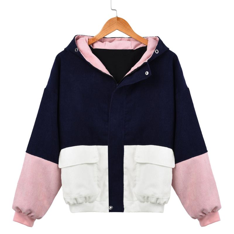 Winter Warm Color Block Hooded Corduroy Jacket Drawstring Hit Color Patched Pocket Thick Basic Women Coat Harajuku New, Blue
Winter Warm Color Block Hooded Corduroy Jacket Drawstring Hit Color Patched Pocket Thick Basic Women Coat Harajuku New, Blue