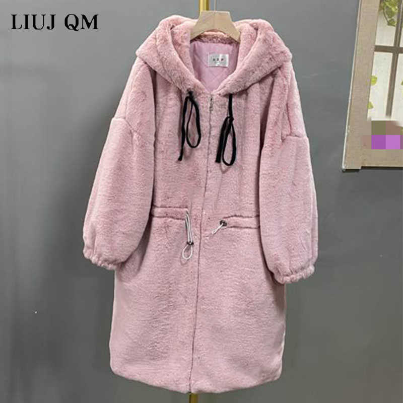 Women Parka Winter clothes Oversize Faux Fur Coat Thick Warm Long Fur Jacket Hooded Overcoat Plush Coat Winter Jackets 210910