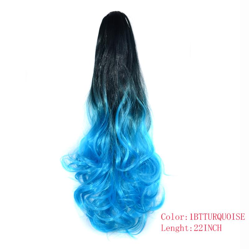 Synthetic Wigs Beiyufei Long Ponytail Wave Hair Ombre Color Brazilian Claw Ponytails Clip women wigs