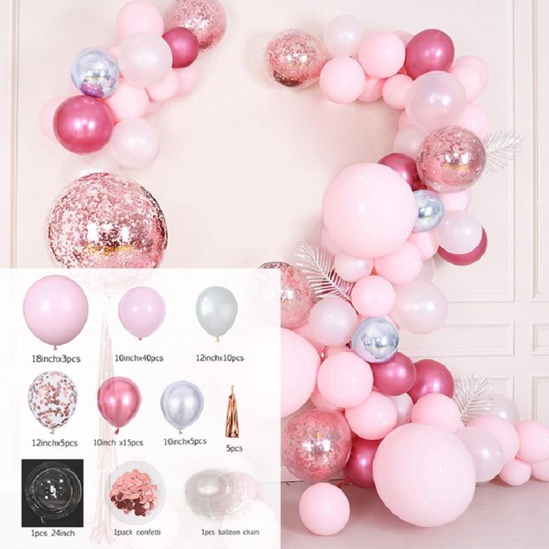 Party Decoration 86pcs/Set Macaron Balloon Garland Arch Kit Baby Pink Balloons Confetti For Shower Girl Birthday Wedding