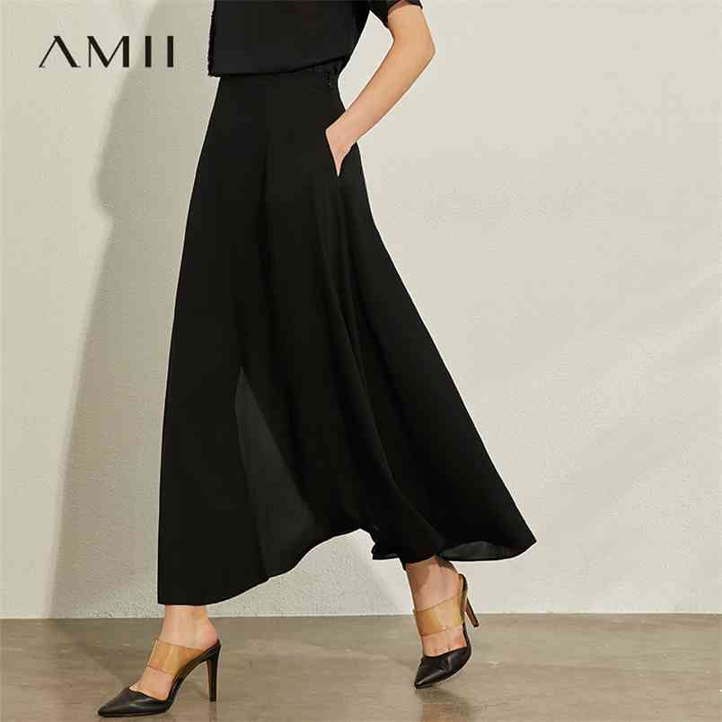 Minimalism Spring Summer Aline High Waist Women's Skirt Caual Lady Pocket Ankel-length Female 12040242 210527