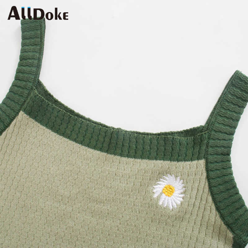 ALLDOKE floral embroidery crop tops women summer strap sleeveless vintage cropped feminino streetwear casual tops camisole 210625