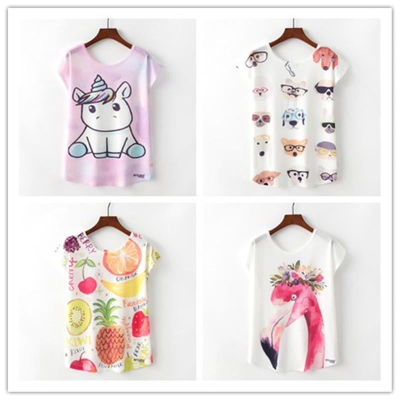 Summer new sitting cartoon Unicorn round neck short sleeve loose women's T-shirt, White
Summer new sitting cartoon Unicorn round neck short sleeve loose women's T-shirt, White