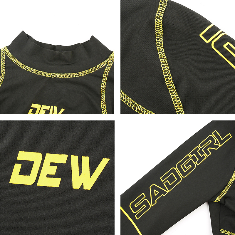 Rapwriter Casual Workout Turtleneck Long Hole Sleeve Elastic Striped Black T-Shirt Girl Autumn Letter Stretch Crop Tops 210310