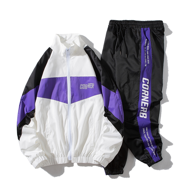 Men's Hip Hop Tracksuit Mens Clothing 2 Pieces Sets Man Streetwear Jacets And Harem Pants ABZ551 201210
