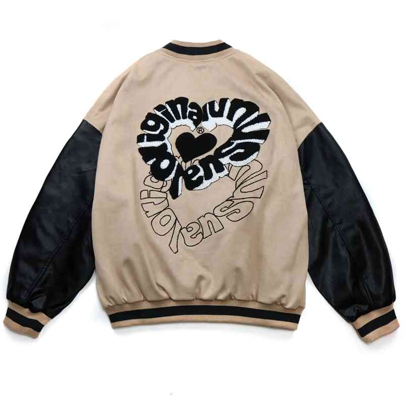 Men's Jackets Casual wear hip hop style Baseball Jacket 221 letter embroidered heart patchwork jacket casual Harajuku Varsity University, Black;brown
Men's Jackets Casual wear hip hop style Baseball Jacket 221 letter embroidered heart patchwork jacket casual Harajuku Varsity University, Black;brown
