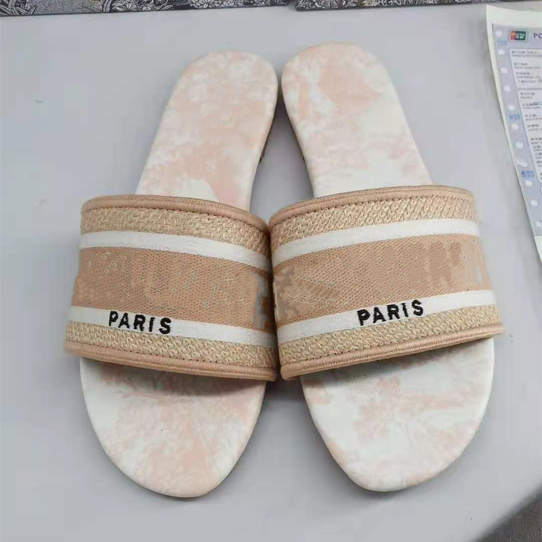 

Women Flat Slippers Outdoor Letter Embroidered Mule Monkey Lion Printed Pairs Designer Lady Fabric Slip-on Star Rubber Sole Slide Sandal, Slipper dustbag