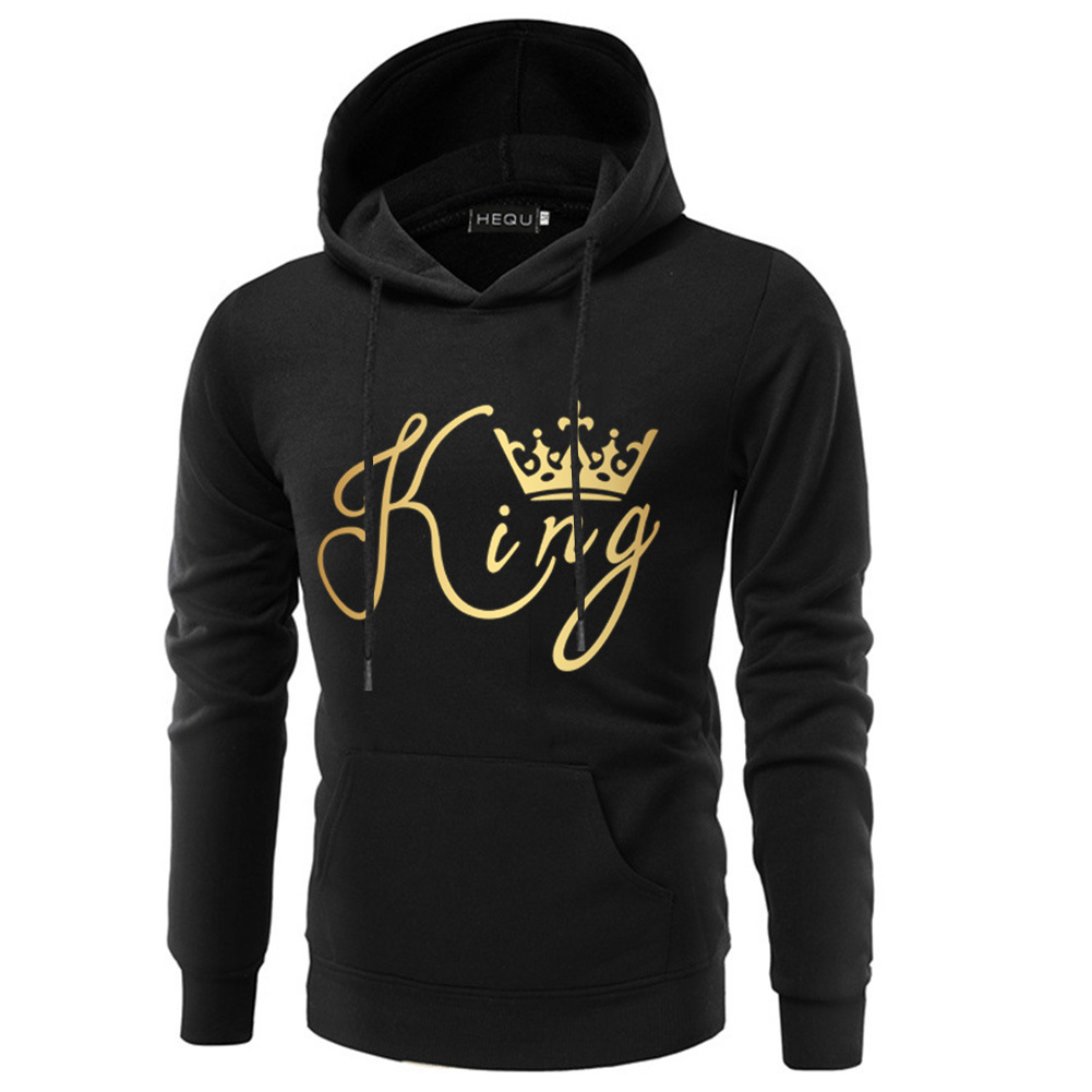 Poshfeel King Queen Printed Sweatshirt Couples Lovers Hoodies Hooded Sweatshirt Casual Pullovers Tracksuits Gift 201102