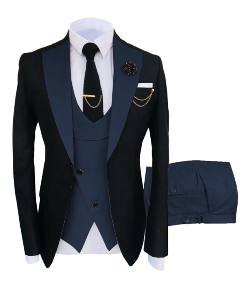 Costume Slim Fit Men Suits Wedding Tuxedos Business Suit Groom Formal Wear Black And Brown Man Blazer Jacket Pant Vest 3 Pieces Dinner Evening Party G