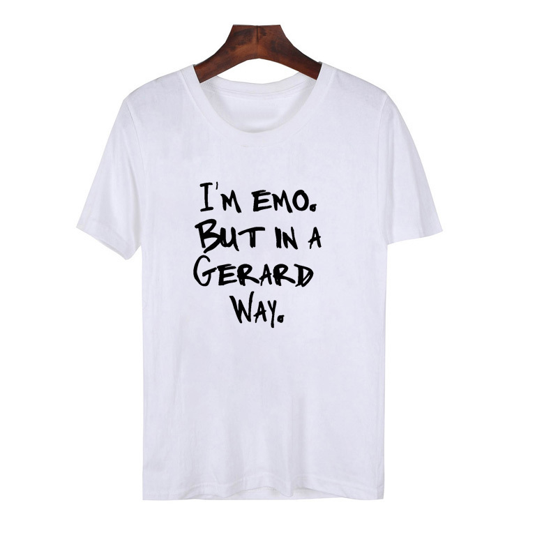 I'M Emo But In A Gerard Way T Shirt Women Harajuku O Neck Cotton Short Sleeve Summer Funny Music Tee Mcr Band Fan Pun Tops T200614