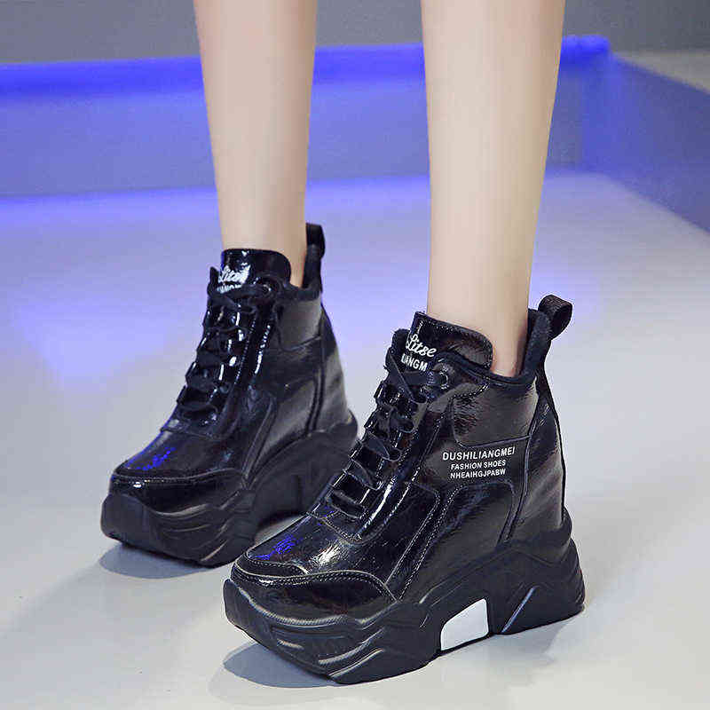 Rimocy metal silver chunky platform sneakers women winter warm super high heels casual shoes woman height increasing boots mujer 220120