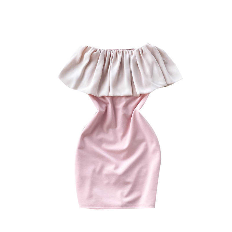 DEAT Women Patchwork Strapless Dress Arrivals Lady Sexy Backless Temperament Fashion Spring Summer 11D1568 210709