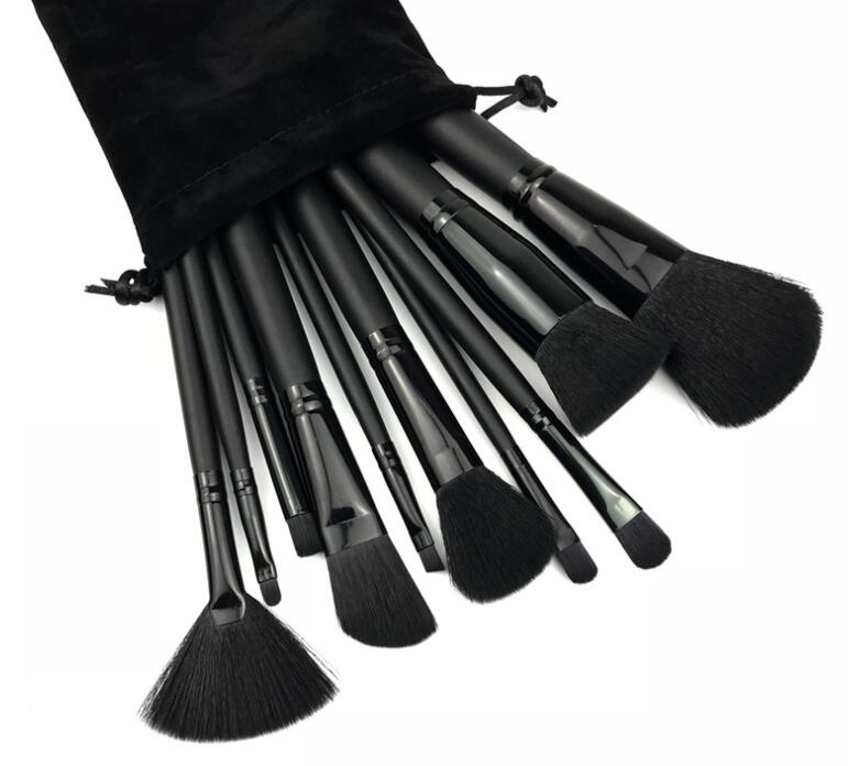 11pcs/set MC Makeup Brush Set Face Cream Power Foundation Brushes Multipurpose Beauty Cosmetic Tool Brushes Set with Pouch Bag