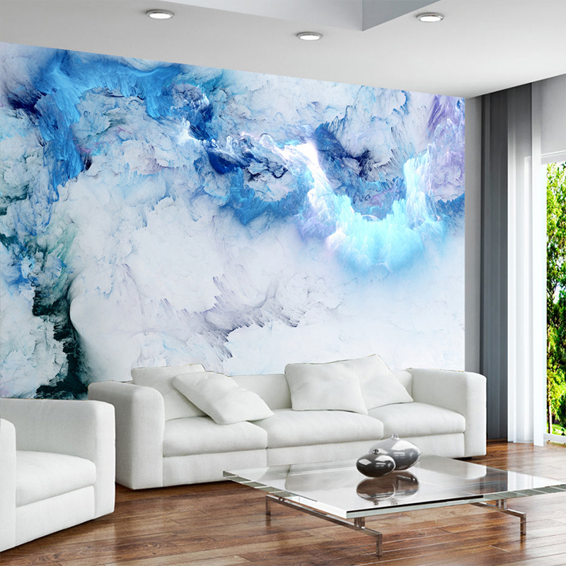 Custom Any Size Mural Blue Cloud 3D Wallpaper Living Room Background Wall Decoration Waterproof Wallpaper High Quality