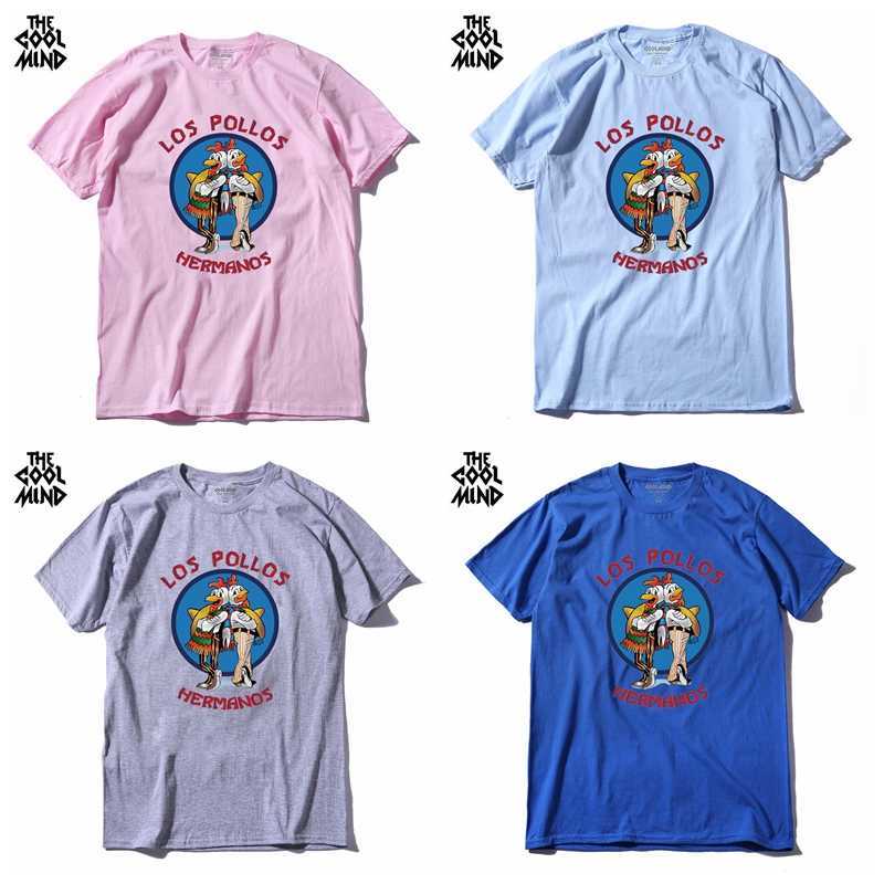 COOLMIND LO0111A 100% cotton short sleeve los pollos print men T shirt casual o-neck summer Tshirt loose cool T-shirt 210629