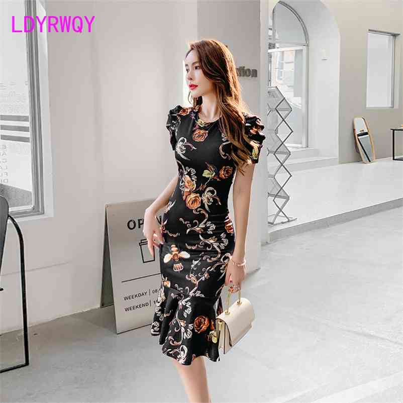 LDYRWQY temperament slim short-sleeved round neck bag hip fishtail print dres Office Lady Zippers 210603, Black
LDYRWQY temperament slim short-sleeved round neck bag hip fishtail print dres Office Lady Zippers 210603, Black