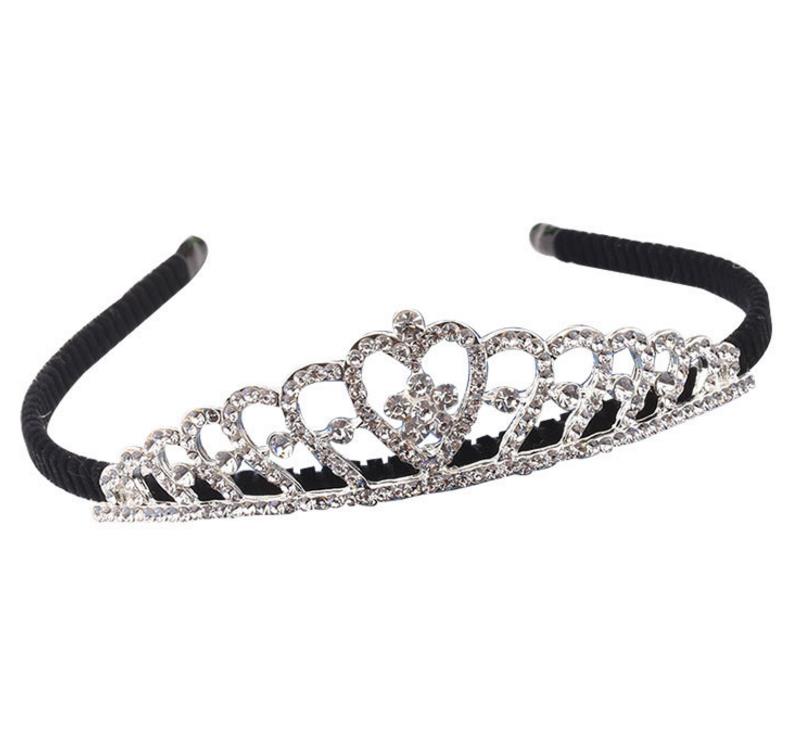 Kids Crystal Crowns Girl Rhinestone Tiaras with Hair Sticks Headband Birthday Party Christmas Halloween Props