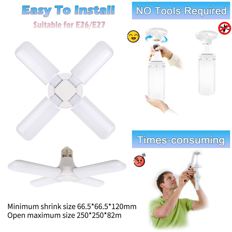 Smart Home Control Bright Garage Light White Light Adjustable Panels Led Lamp E27 Ceiling Folding Fan Install Living Room High Quality