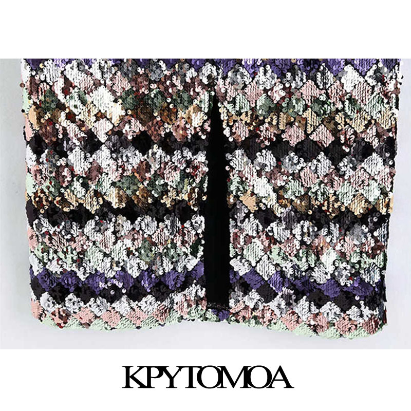 Vintage Sexy Sequin Midi Skirt Women Fashion High Waist Side Zipper Back Vents Female Skirts Casual Faldas Mujer 210306