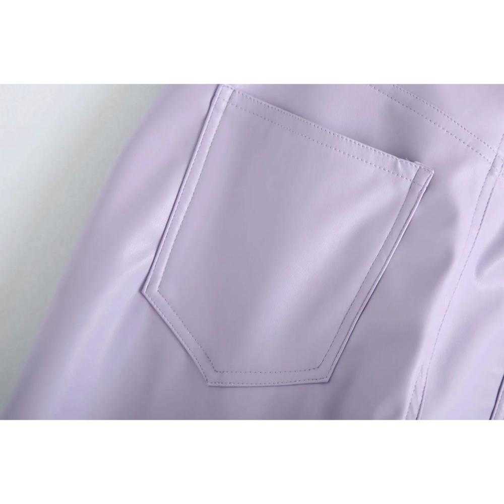 Women Trousers Hight-waist Faux Leather five-pocket Trousers Zip Fly Female Pants pantalon femme mujer 210709