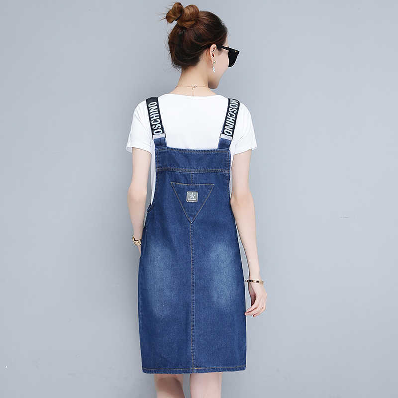M-3XL Young Girl's Denim Strap Skirt Summer Loose Jeans Camisole Women Cotton Overalls s Female Plus Size 210619