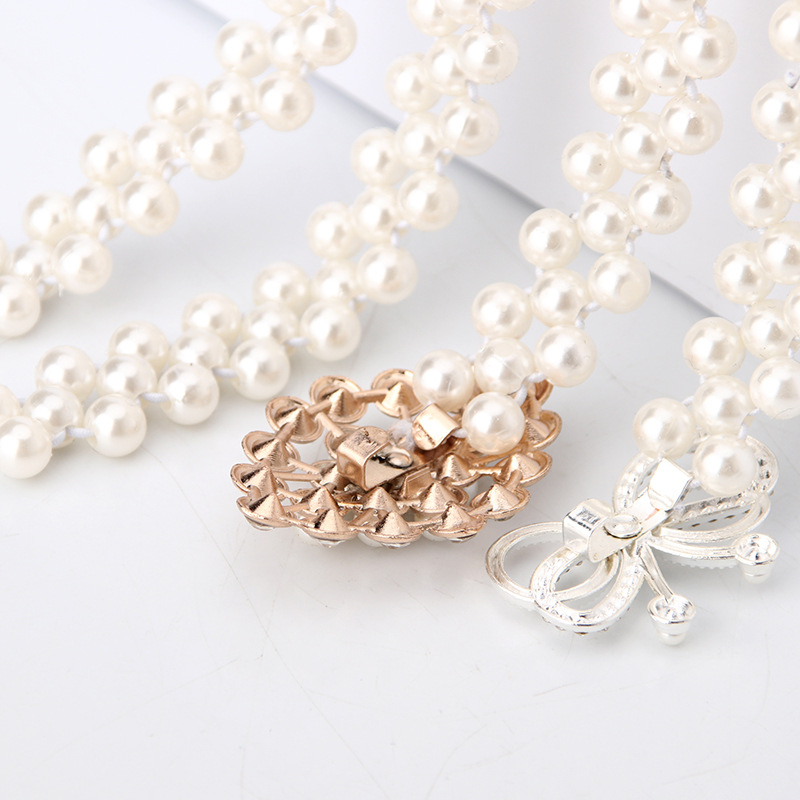 Womens Pearl Waist Chain Korean-Style Rhinestone Pearl Decorative Belt Fashion Sweet Dress Elastic Belt Womens Wholesale, Black
Womens Pearl Waist Chain Korean-Style Rhinestone Pearl Decorative Belt Fashion Sweet Dress Elastic Belt Womens Wholesale, Black
